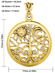 Ladies 5/8in 10k Yellow Gold Tree of Life Pendant Necklace - US Jewels