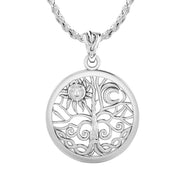 Ladies 925 Sterling Silver 17mm Tree of Life Pendant Necklace - US Jewels