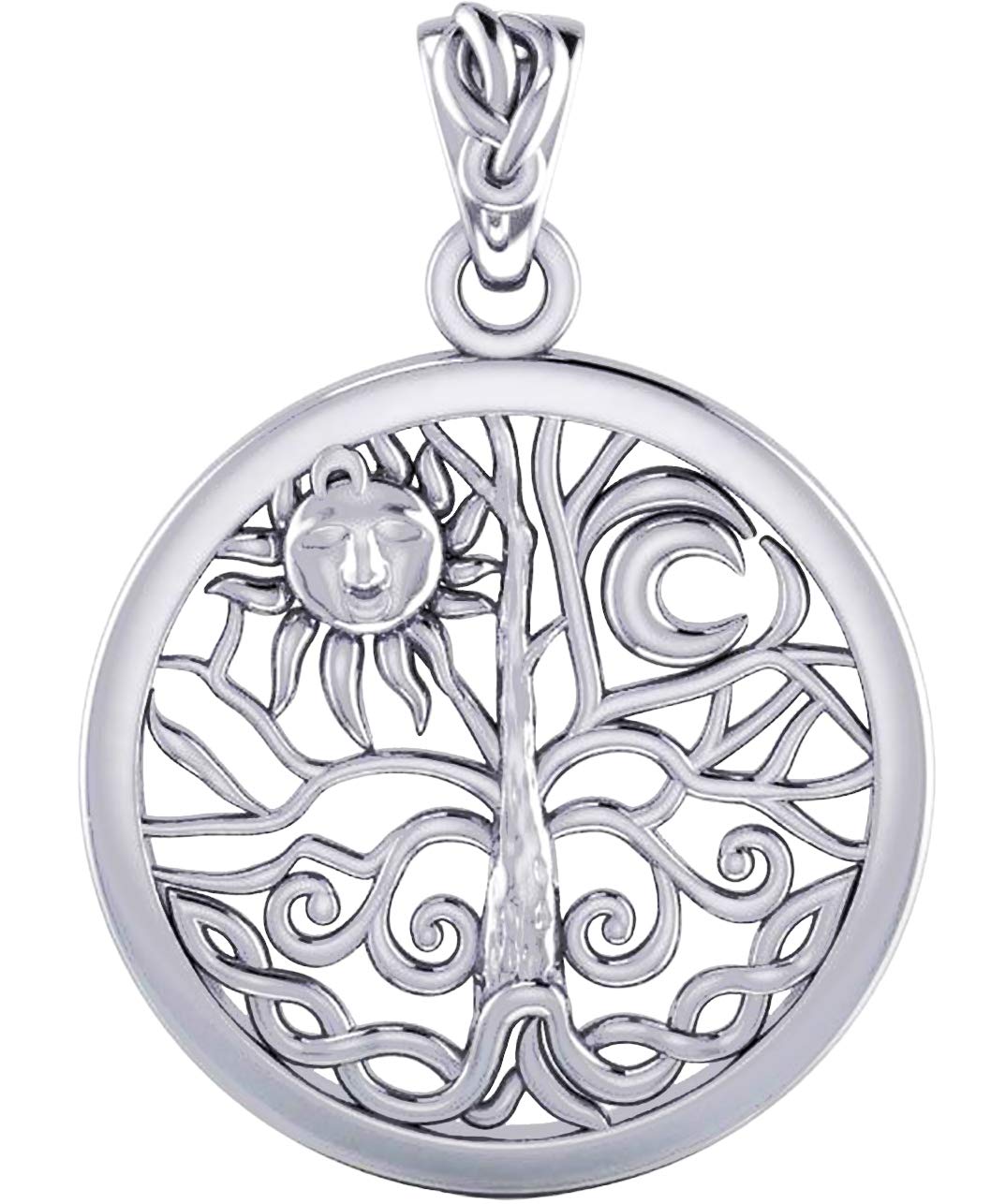 Ladies 925 Sterling Silver 17mm Tree of Life Pendant Necklace - US Jewels