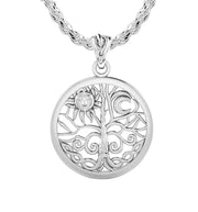 Ladies 925 Sterling Silver 17mm Tree of Life Pendant Necklace - US Jewels