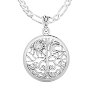 Ladies 925 Sterling Silver 17mm Tree of Life Pendant Necklace - US Jewels