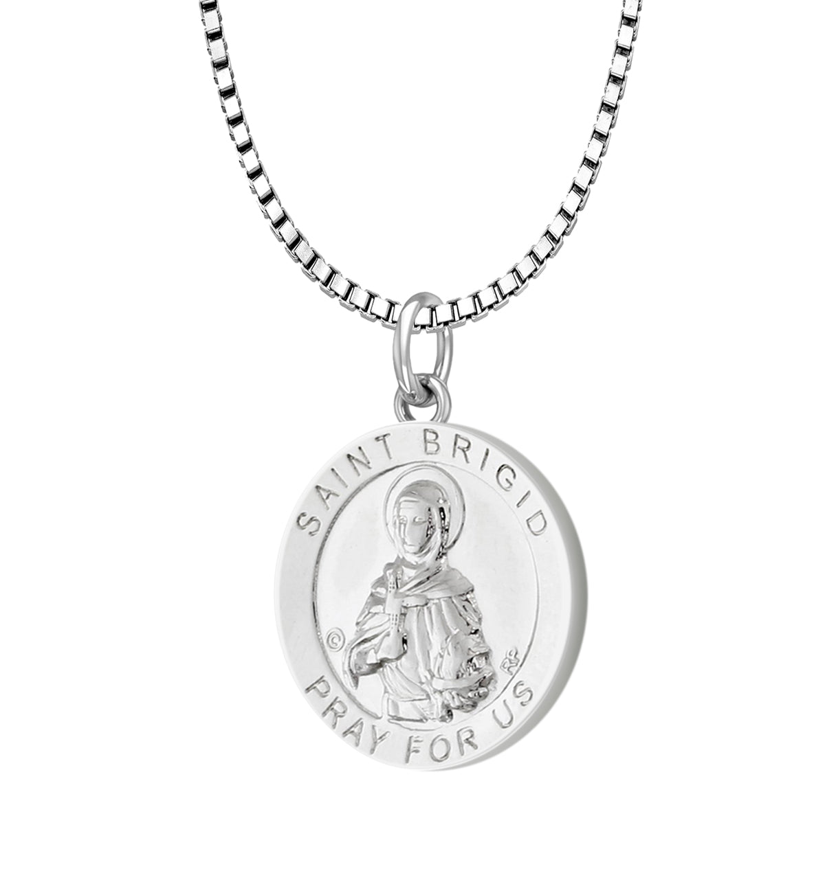 Ladies 925 Sterling Silver 18.5mm Polished Saint Brigid Medal Pendant Necklace - US Jewels