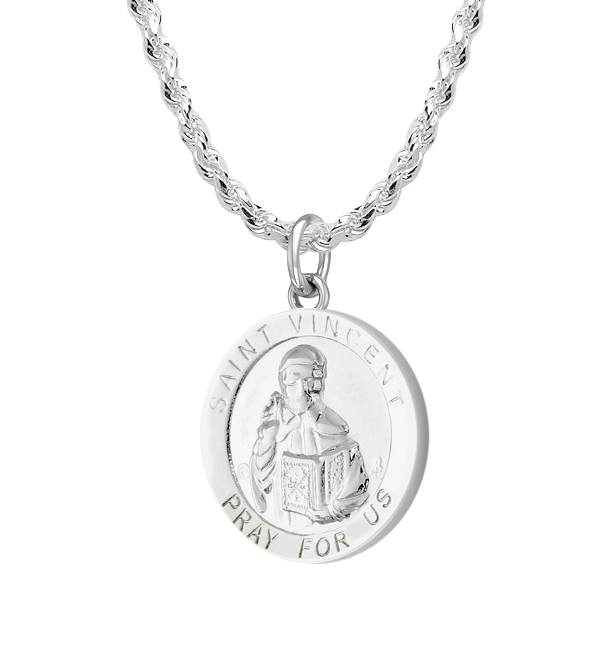 Ladies 925 Sterling Silver 18.5mm Polished Saint Vincent Medal Pendant Necklace - US Jewels