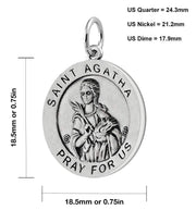 Ladies 925 Sterling Silver 18.5mm Saint Agatha Antiqued Medal Pendant Necklace - US Jewels