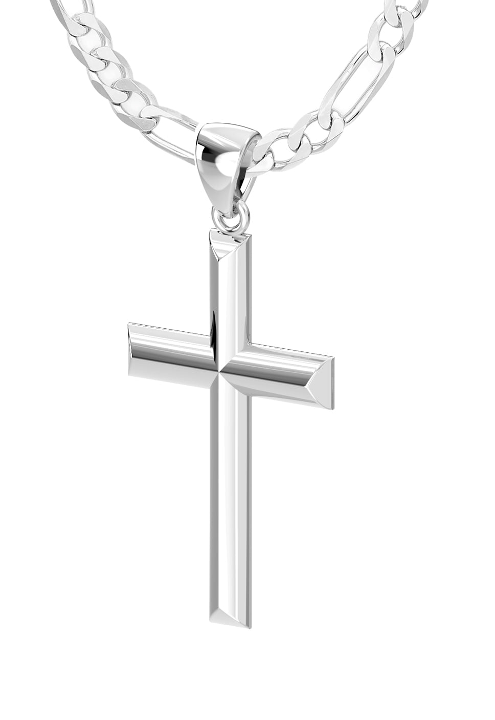 Ladies 925 Sterling Silver 23mm Solid High Polished Cross Pendant Necklace - US Jewels
