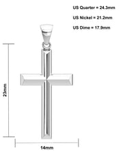 Ladies 925 Sterling Silver 23mm Solid High Polished Cross Pendant Necklace - US Jewels