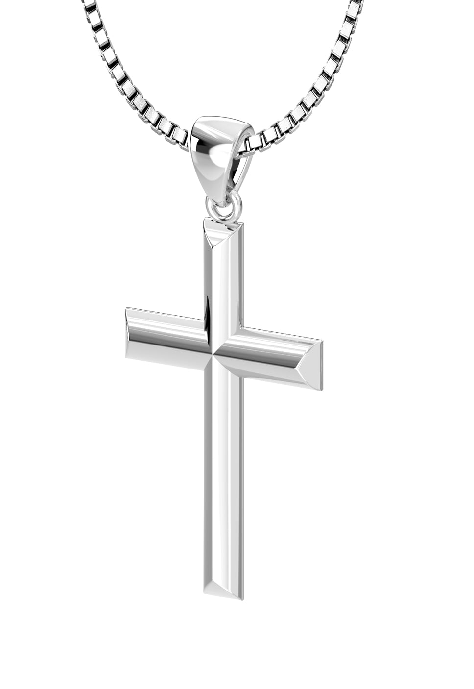 Ladies 925 Sterling Silver 23mm Solid High Polished Cross Pendant Necklace - US Jewels