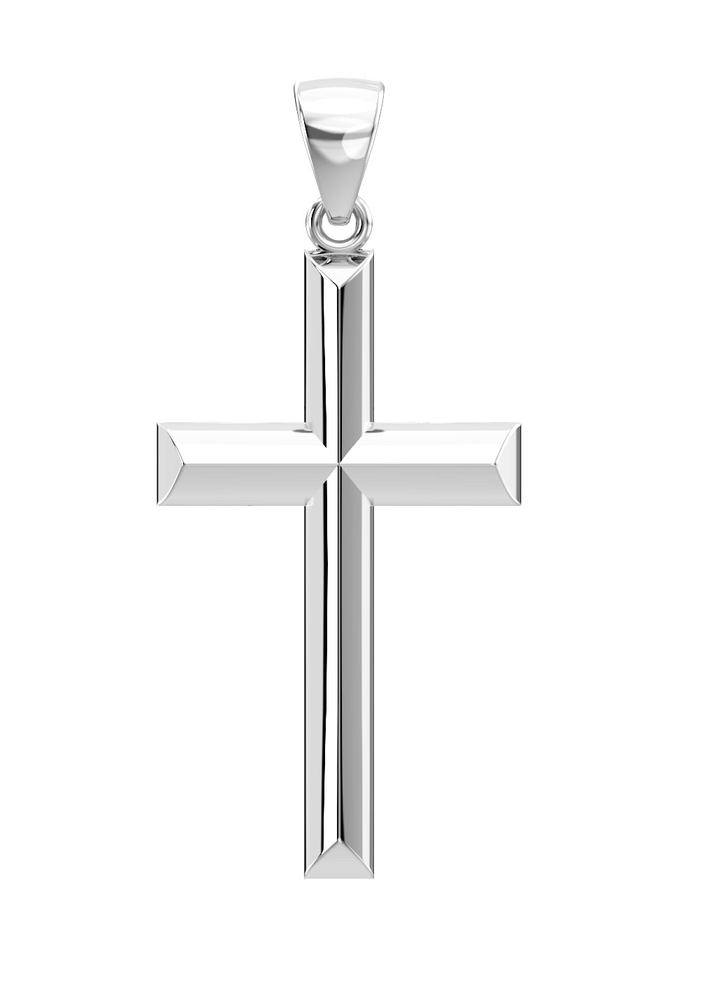 Ladies 925 Sterling Silver 23mm Solid High Polished Cross Pendant Necklace - US Jewels