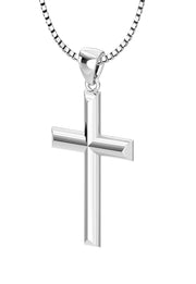 Ladies 925 Sterling Silver 23mm Solid High Polished Cross Pendant Necklace - US Jewels
