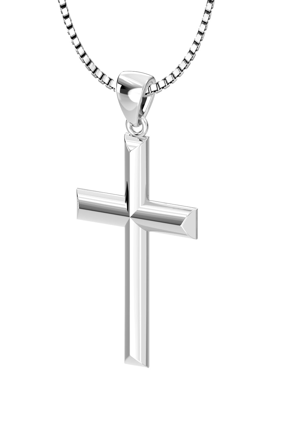 Ladies 925 Sterling Silver 23mm Solid High Polished Cross Pendant Necklace - US Jewels
