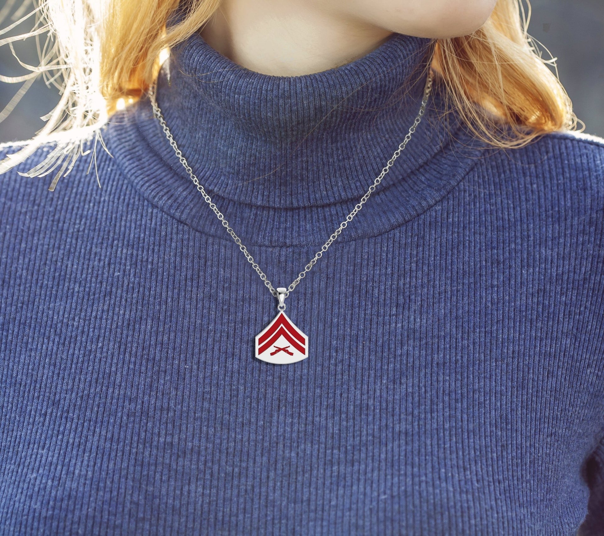 Ladies 925 Sterling Silver Corporal US Marine Corps Pendant - US Jewels