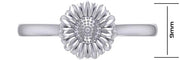 Ladies 925 Sterling Silver Floral Sunflower Ring - US Jewels