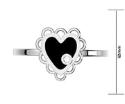Ladies 925 Sterling Silver Genuine Heart Black Onyx Diamond Ring - US Jewels