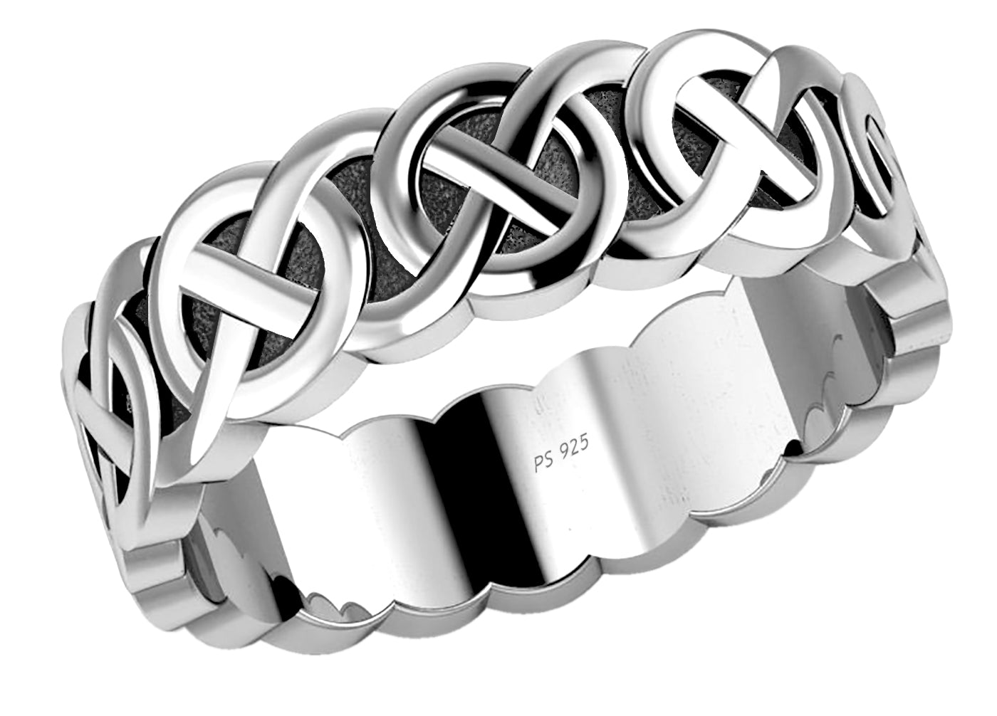 Ladies 925 Sterling Silver Irish Celtic Knot Wedding Ring Band - US Jewels