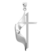 Ladies 925 Sterling Silver Methodist Cross Pendant Necklace, 30mm - US Jewels