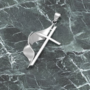 Ladies 925 Sterling Silver Methodist Cross Pendant Necklace, 30mm - US Jewels