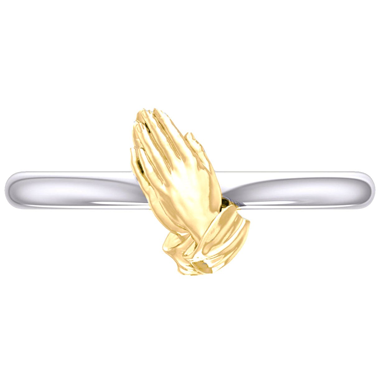 Ladies 925 Sterling Silver or Two Tone Jesus Praying Hands Ring - US Jewels