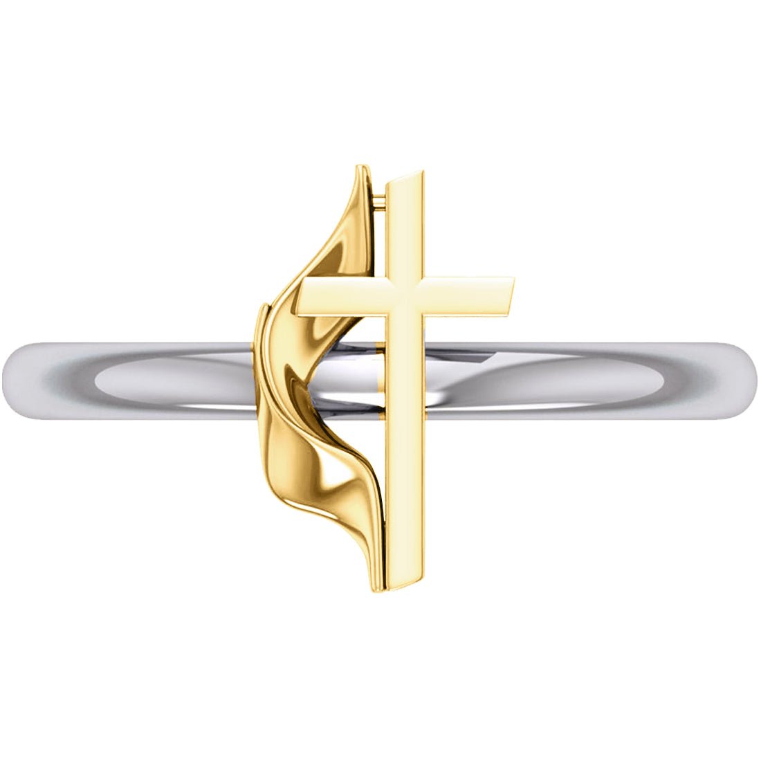 Ladies 925 Sterling Silver or Two Tone Methodist Cross Ring - US Jewels