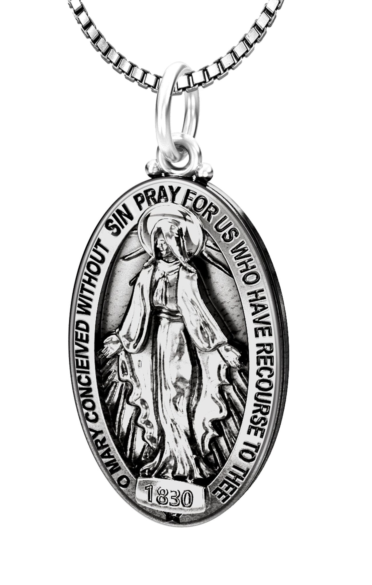 Virgin Mary Necklace - Antique Silver Pendant Necklace
