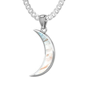 Ladies 925 Sterling Silver Simulated Mother of Pearl Magick Crescent Moon Pendant Necklace, 25mm - US Jewels