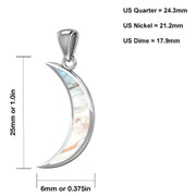Ladies 925 Sterling Silver Simulated Mother of Pearl Magick Crescent Moon Pendant Necklace, 25mm - US Jewels