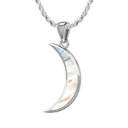 Ladies 925 Sterling Silver Simulated Mother of Pearl Magick Crescent Moon Pendant Necklace, 25mm - US Jewels