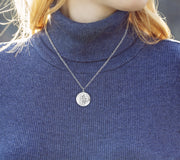 Ladies 925 Sterling Silver St Christopher Round Polished Pendant Necklace, 22mm - US Jewels