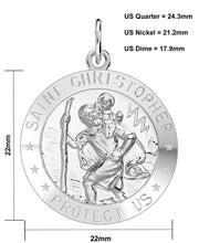 Ladies 925 Sterling Silver St Christopher Round Polished Pendant Necklace, 22mm - US Jewels