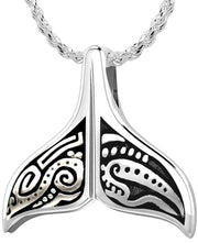Ladies 925 Sterling Silver Tribal Whale Tail Pendant Necklace - US Jewels