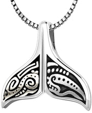 Ladies 925 Sterling Silver Tribal Whale Tail Pendant Necklace - US Jewels