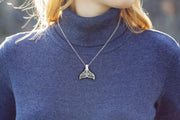Ladies 925 Sterling Silver Tribal Whale Tail Pendant Necklace - US Jewels
