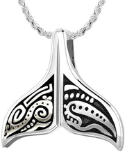Ladies 925 Sterling Silver Tribal Whale Tail Pendant Necklace - US Jewels