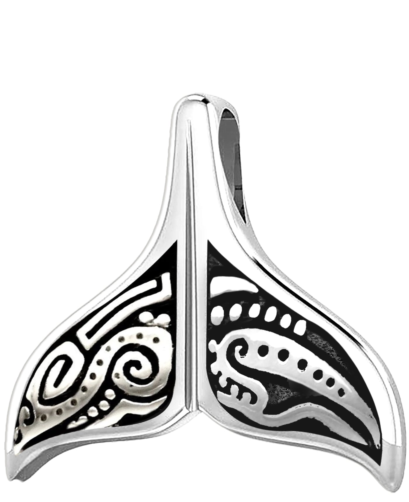 Ladies 925 Sterling Silver Tribal Whale Tail Pendant Necklace - US Jewels