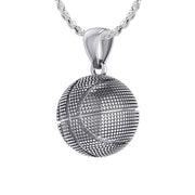 Ladies Small 925 Sterling Silver Textured Basketball Sports Pendant Necklace, 13mm - US Jewels
