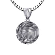 Ladies Small 925 Sterling Silver Textured Basketball Sports Pendant Necklace, 13mm - US Jewels