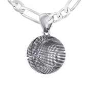 Ladies Small 925 Sterling Silver Textured Basketball Sports Pendant Necklace, 13mm - US Jewels