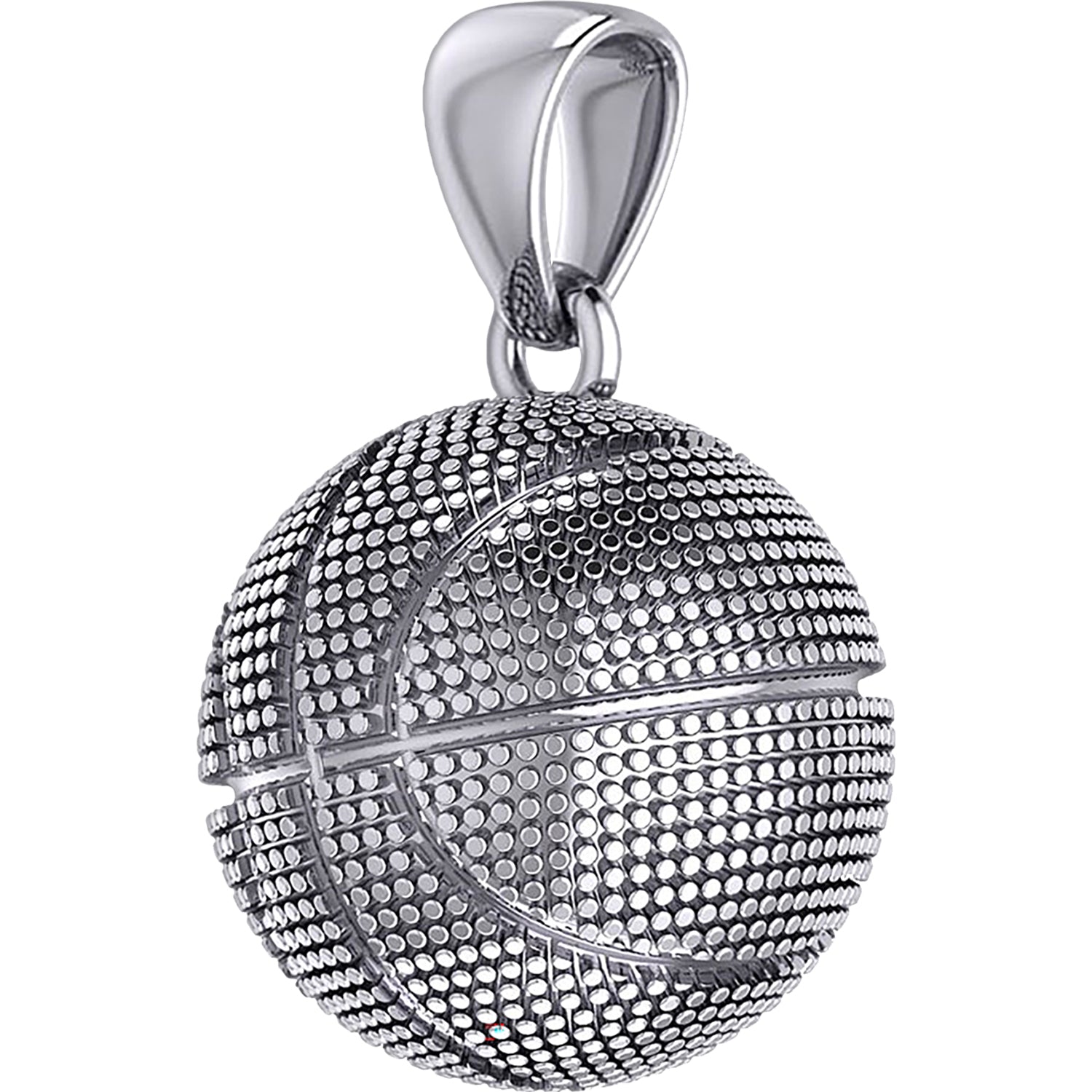 Ladies Small 925 Sterling Silver Textured Basketball Sports Pendant Necklace, 13mm - US Jewels