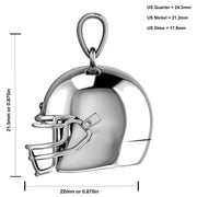 Large 925 Sterling Silver 3D Football Helmet Pendant Necklace, 22mm - US Jewels