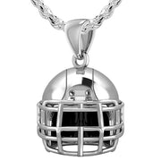 Large 925 Sterling Silver 3D Football Helmet Pendant Necklace, 22mm - US Jewels