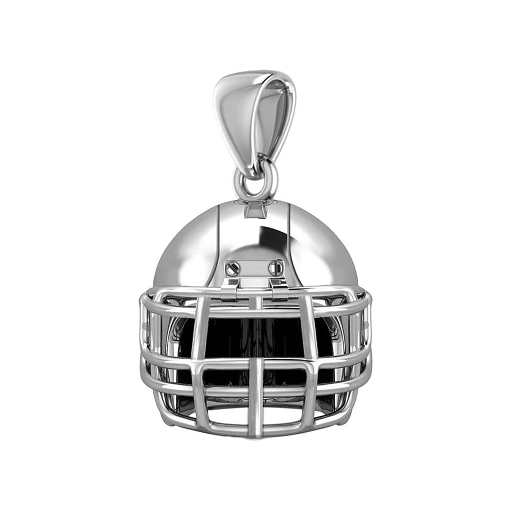 Large 925 Sterling Silver 3D Football Helmet Pendant Necklace, 22mm - US Jewels