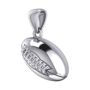 Large 925 Sterling Silver 3D Football Pendant Necklace, 20mm - US Jewels