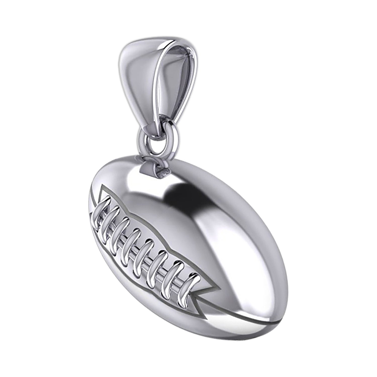 Large 925 Sterling Silver 3D Football Pendant Necklace, 20mm - US Jewels