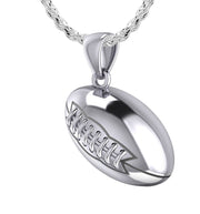 Large 925 Sterling Silver 3D Football Pendant Necklace, 20mm - US Jewels