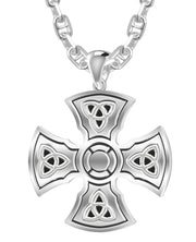Men's 1 1/3in 925 Sterling Silver Templar Celtic Cross Pendant Necklace - US Jewels