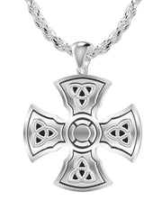 Men's 1 1/3in 925 Sterling Silver Templar Celtic Cross Pendant Necklace - US Jewels