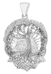 Men's 1 3/8in 925 Sterling Silver Tree of Life Creation Pendant Necklace - US Jewels