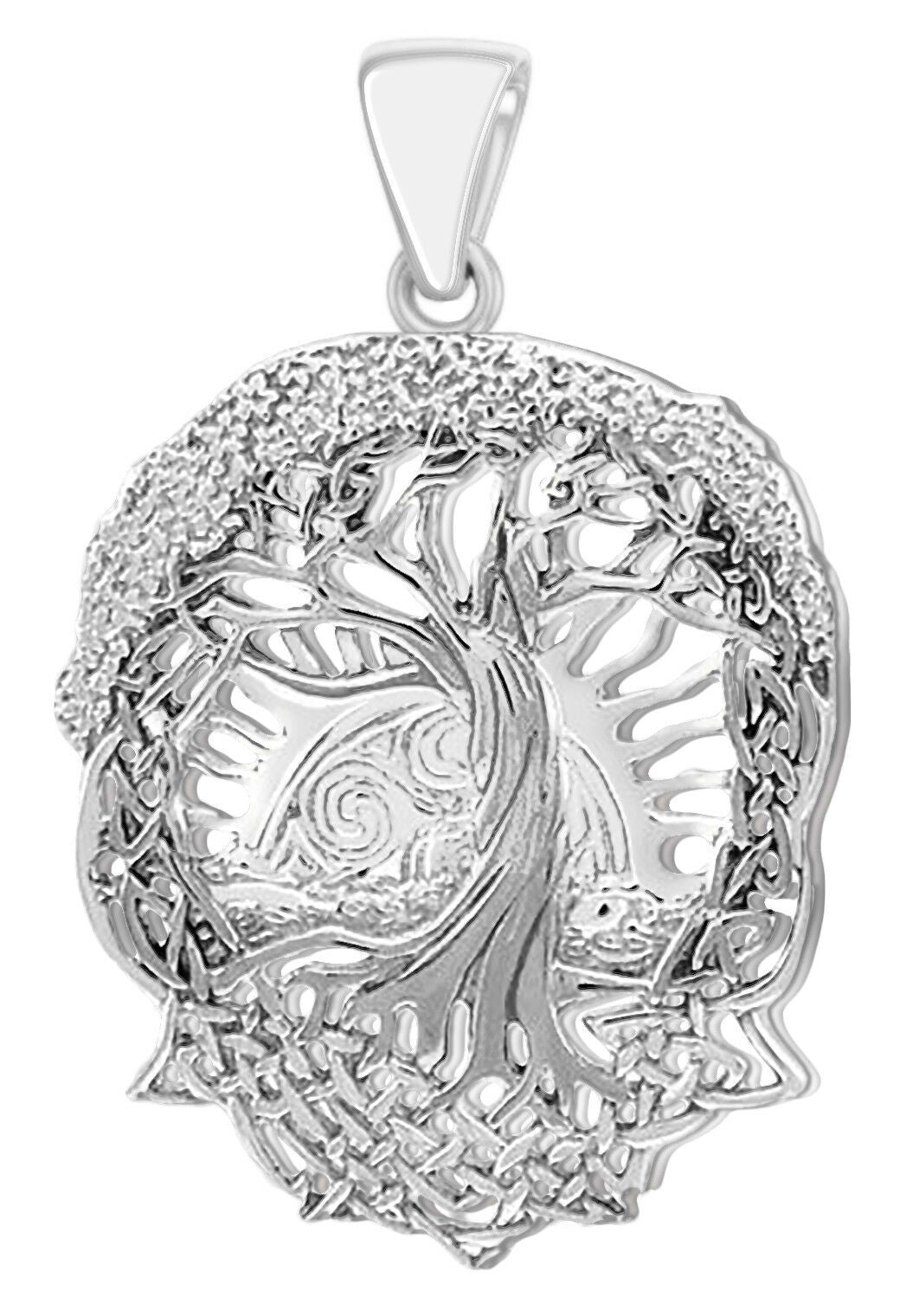 Men's 1 3/8in 925 Sterling Silver Tree of Life Creation Pendant Necklace - US Jewels