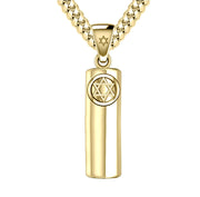 Men's 10K or 14K Yellow Gold Jewish Star of David Mezuzah Pendant Necklace, 30mm - US Jewels