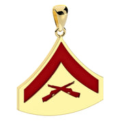 Men's 10k or 14k Yellow or White Gold Lance Corporal US Marine Corps Pendant - US Jewels