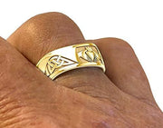 Men's 10k or 14k Yellow or White Gold Modern Irish Celtic Claddagh & Knot Ring Band - US Jewels